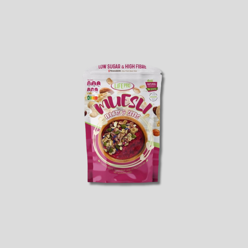 MUESLI VEGAN FRUITS & SEEDS 400G LIFE PRO